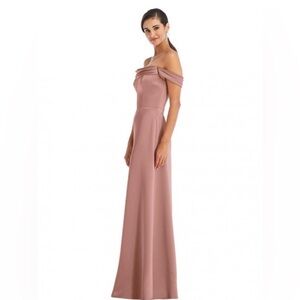 Dessy Collection 3079 Off Shoulder Maxi Bridesmaid Dress Formal Gown sz16